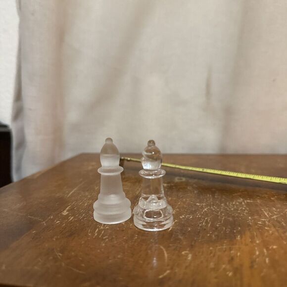 One Clear & One Frosted‎ Bishop Replacement Pieces Cardinal Glass Chess 1-7/8" - Picture 5 of 6